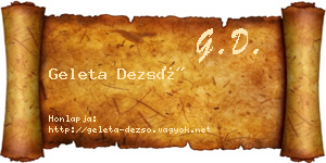Geleta Dezső névjegykártya